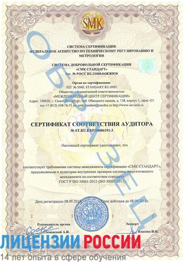 Образец сертификата соответствия аудитора №ST.RU.EXP.00006191-3 Новомичуринск Сертификат ISO 50001